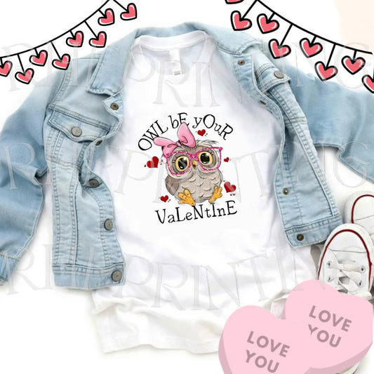 Owl Valentine Girls Tee